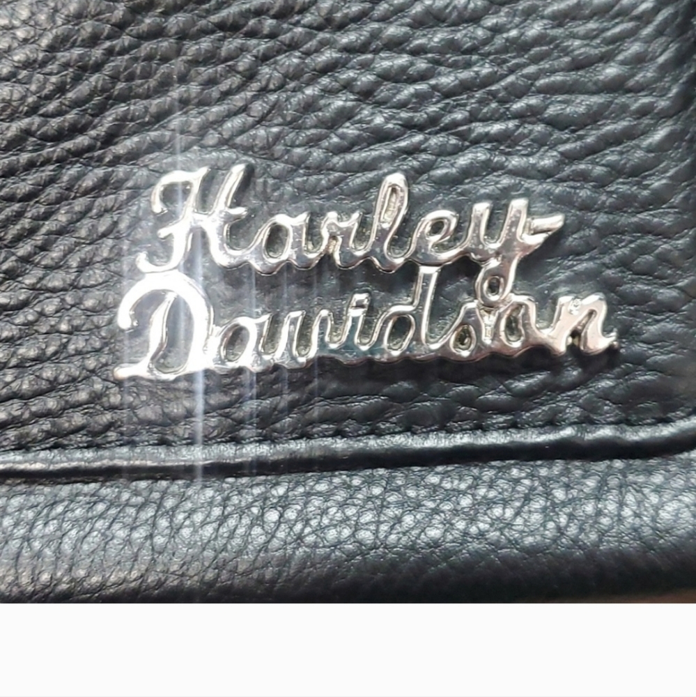 Harley Davidson black leather cross-body
